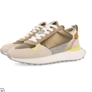 Gioseppo, worn once, 7.5, SELKIRK WOMEN'S GOLD RETRO SNEAKERS WITH DETAIL
